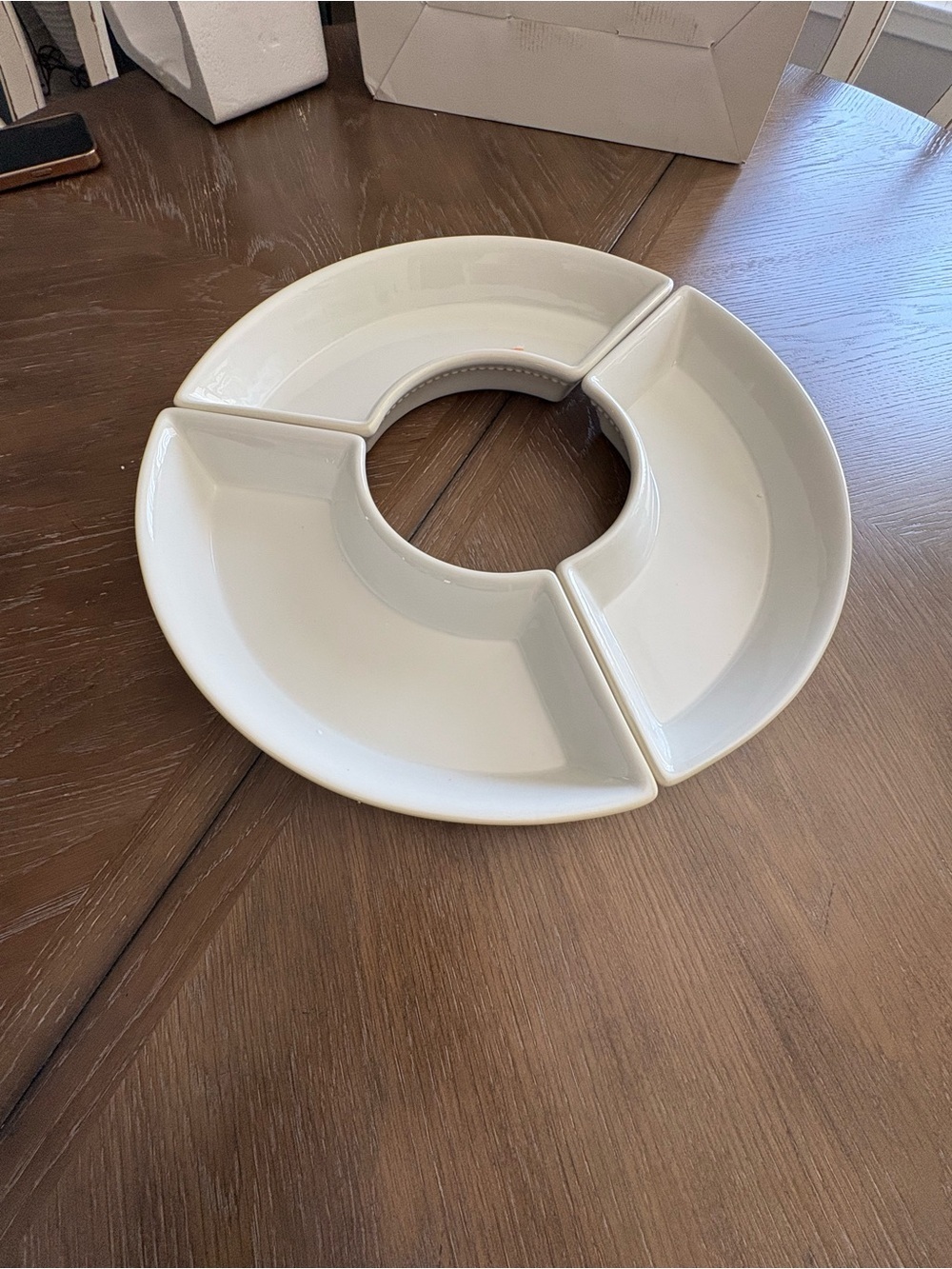 Princess House White Ceramic Four-Section Serving Platter